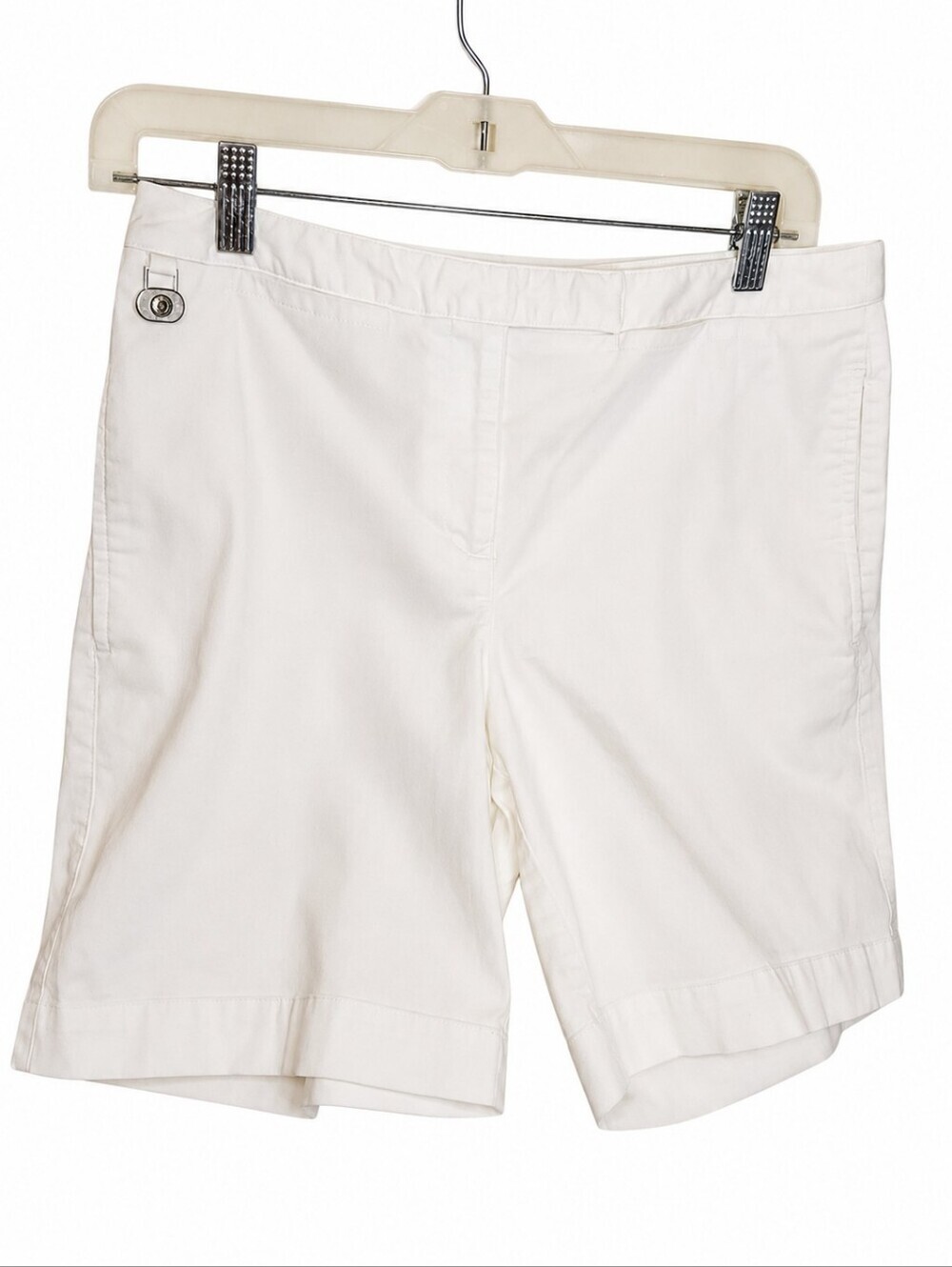 Liz Golf White Cotton Stretch Shorts Size 8 Pockets Preppy Resort Casual - Picture 2 of 9